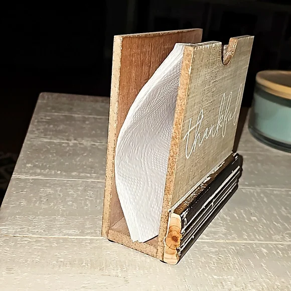 Rustic wood Napkin Holder THANKFUL - Picture 3 of 8